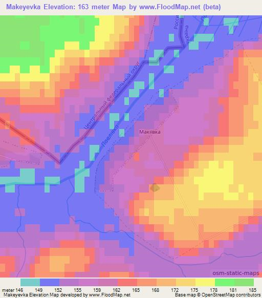 Makeyevka,Ukraine Elevation Map