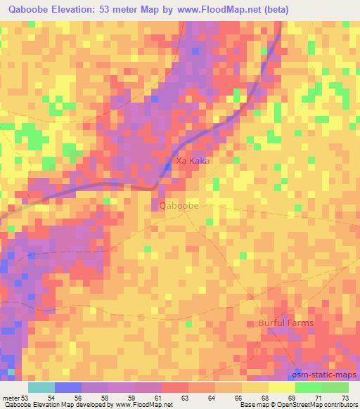 Qaboobe,Somalia Elevation Map