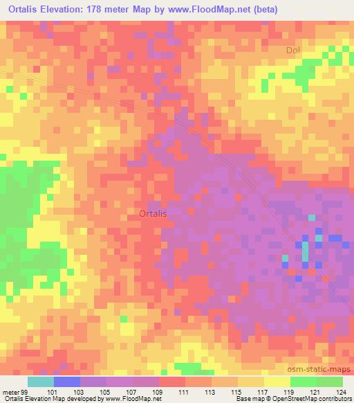 Ortalis,Somalia Elevation Map
