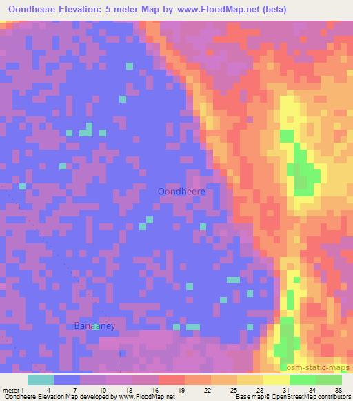 Oondheere,Somalia Elevation Map