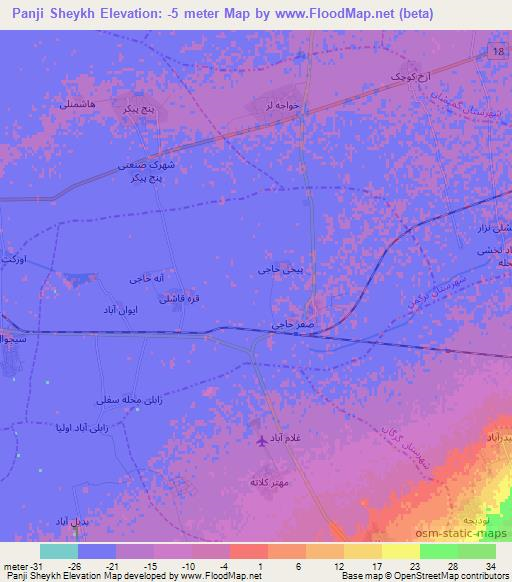 Panji Sheykh,Iran Elevation Map