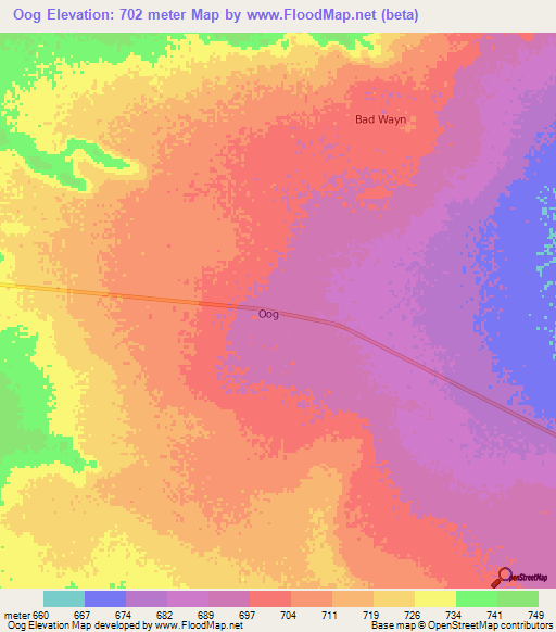 Oog,Somalia Elevation Map