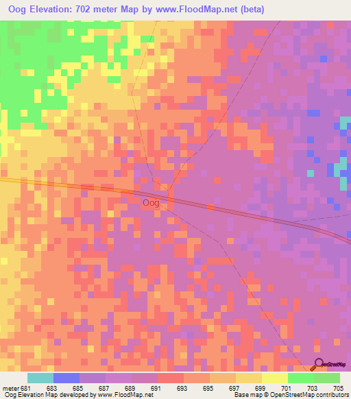 Oog,Somalia Elevation Map