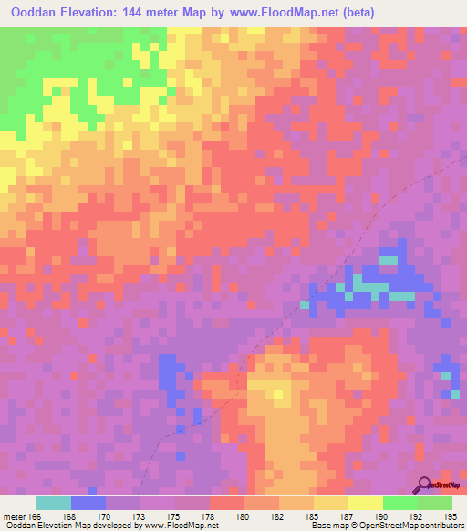 Ooddan,Somalia Elevation Map
