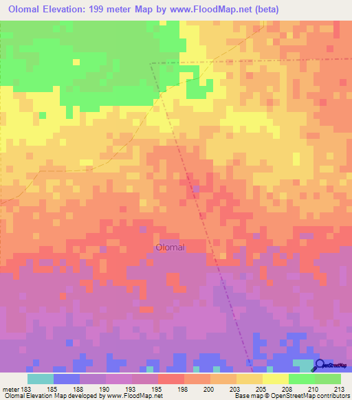 Olomal,Somalia Elevation Map