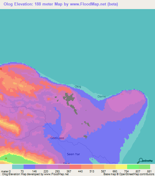 Olog,Somalia Elevation Map