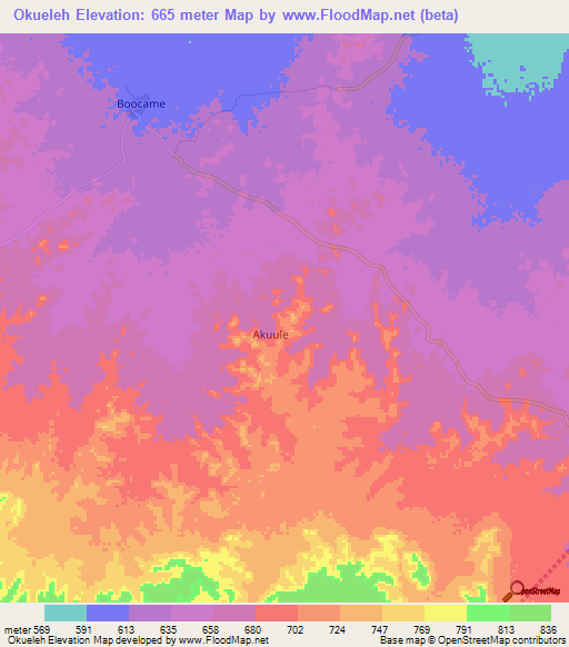 Okueleh,Somalia Elevation Map