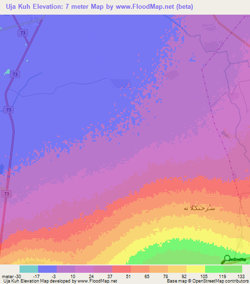 Uja Kuh,Iran Elevation Map