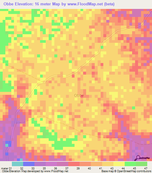 Obbe,Somalia Elevation Map