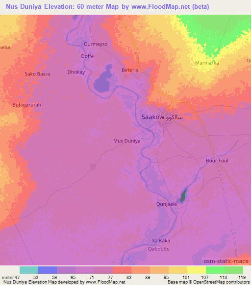 Nus Duniya,Somalia Elevation Map