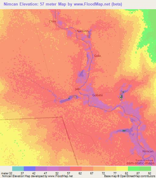 Nimcan,Somalia Elevation Map