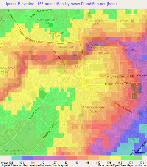 Lipetsk,Russia Elevation Map