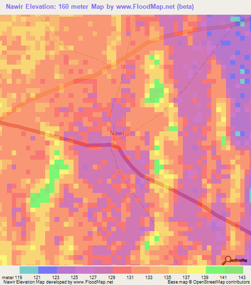 Nawir,Somalia Elevation Map