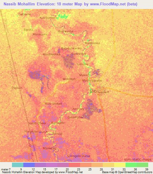 Nassib Mohallim,Somalia Elevation Map