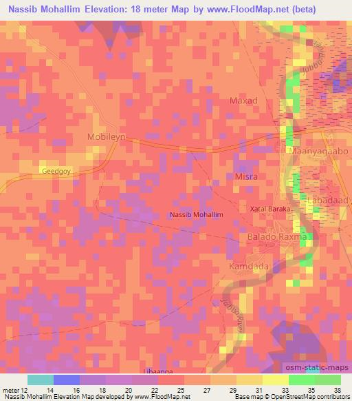 Nassib Mohallim,Somalia Elevation Map