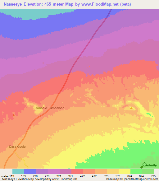 Nasseeye,Somalia Elevation Map