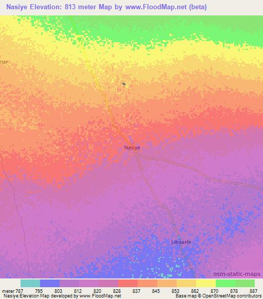 Nasiye,Somalia Elevation Map