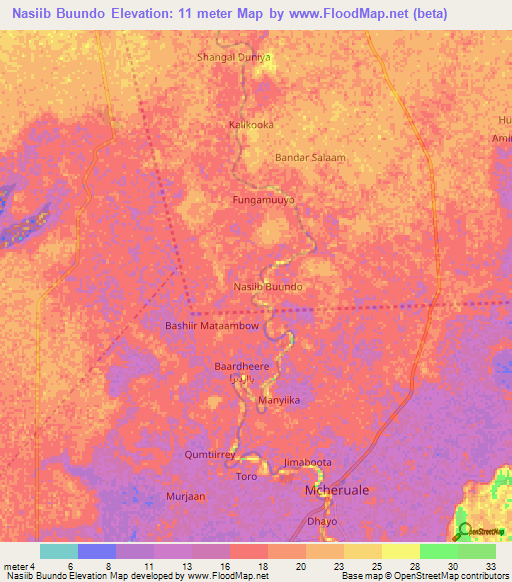 Nasiib Buundo,Somalia Elevation Map