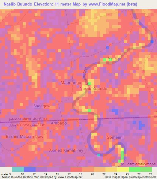 Nasiib Buundo,Somalia Elevation Map