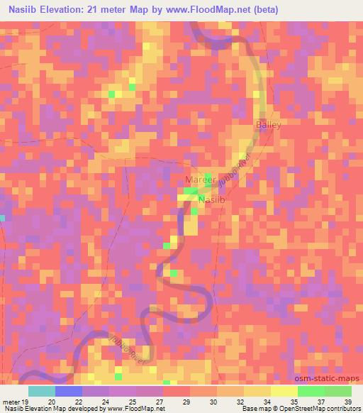 Nasiib,Somalia Elevation Map