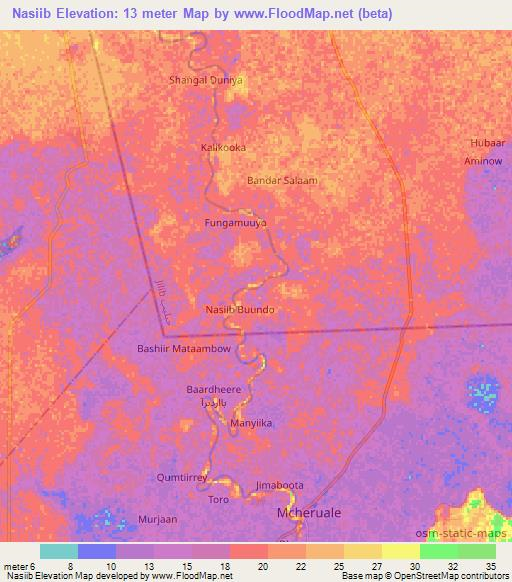 Nasiib,Somalia Elevation Map