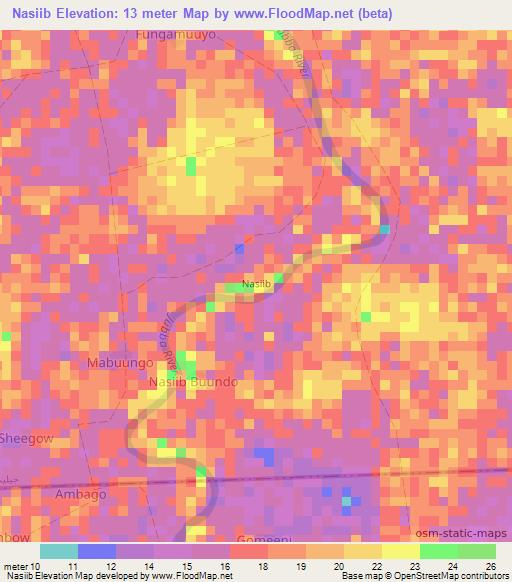 Nasiib,Somalia Elevation Map