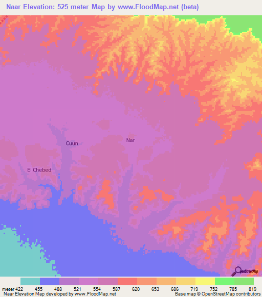 Naar,Somalia Elevation Map