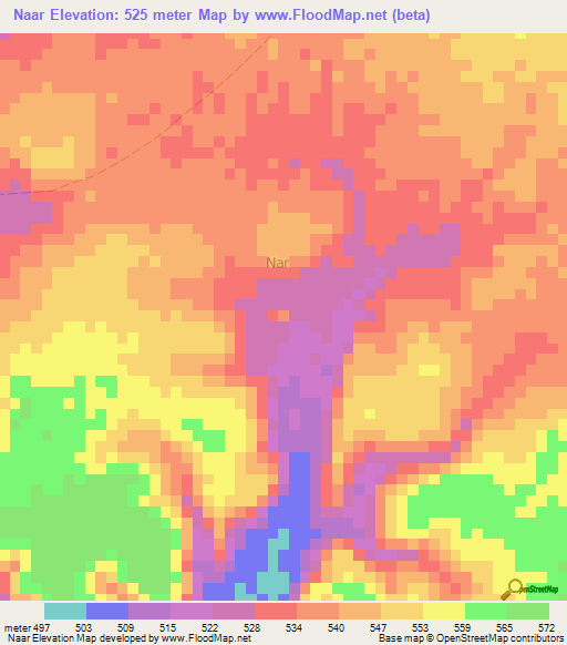 Naar,Somalia Elevation Map