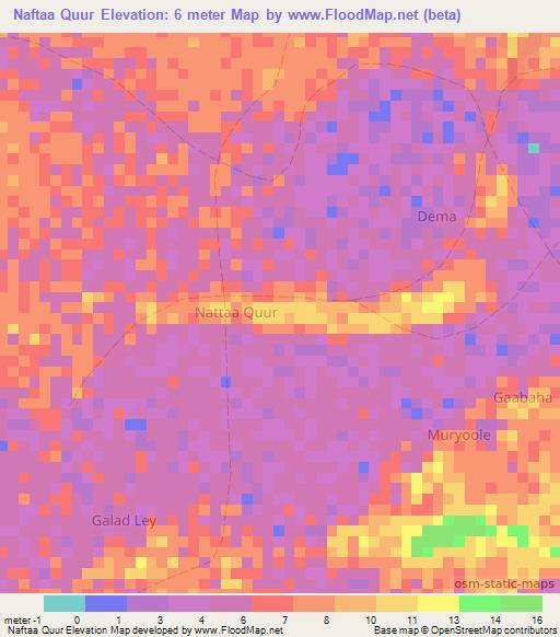 Naftaa Quur,Somalia Elevation Map