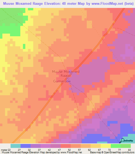 Muuse Moxamed Raage,Somalia Elevation Map