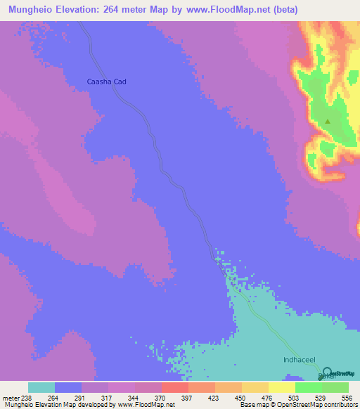 Mungheio,Somalia Elevation Map