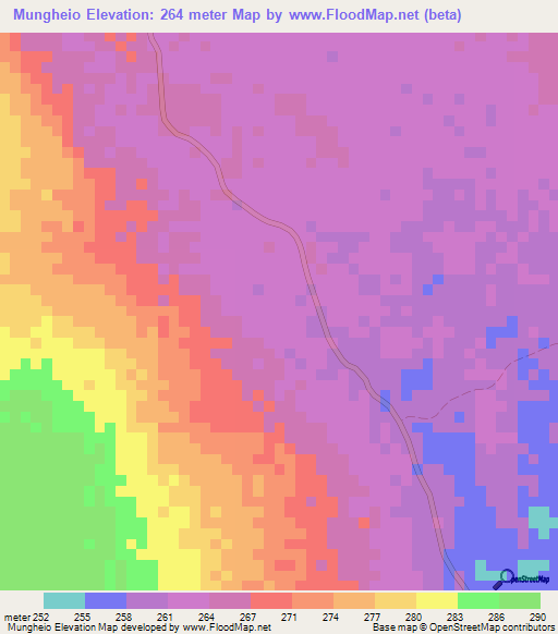 Mungheio,Somalia Elevation Map