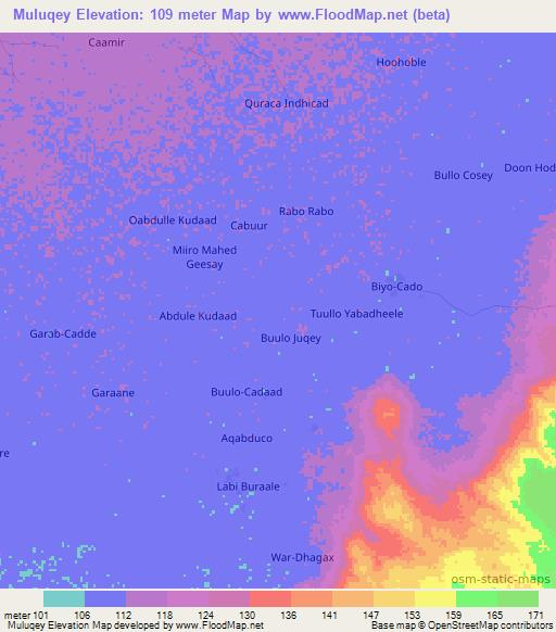 Muluqey,Somalia Elevation Map