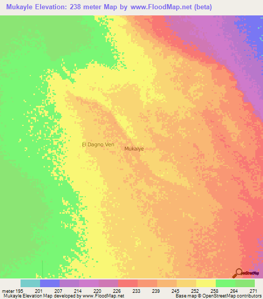Mukayle,Somalia Elevation Map