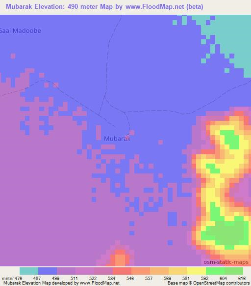 Mubarak,Somalia Elevation Map
