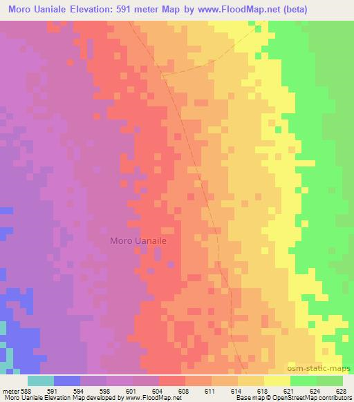 Moro Uaniale,Somalia Elevation Map