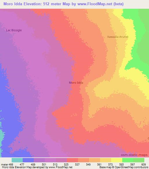 Moro Idda,Somalia Elevation Map