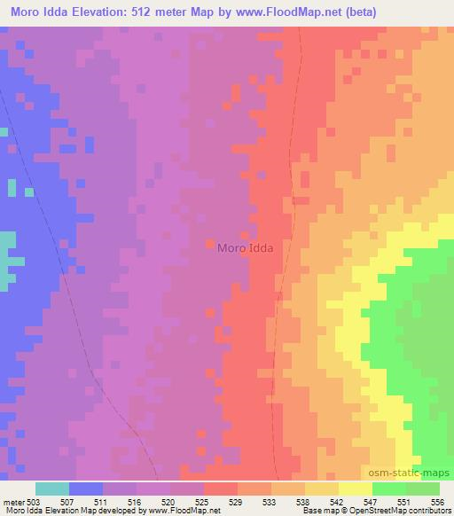 Moro Idda,Somalia Elevation Map