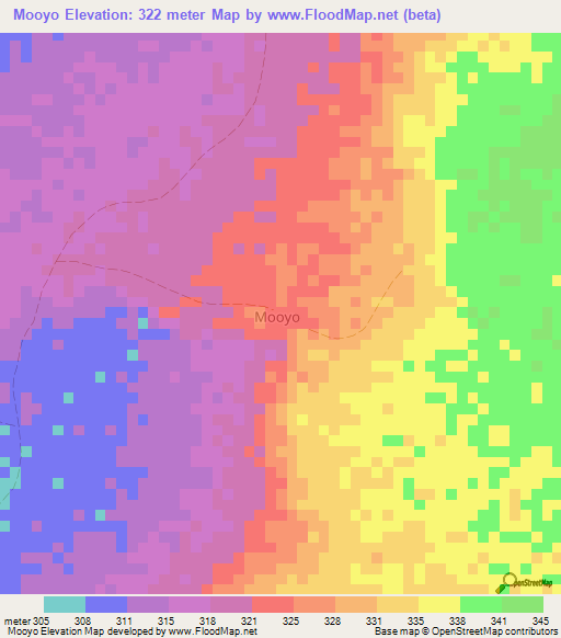 Mooyo,Somalia Elevation Map