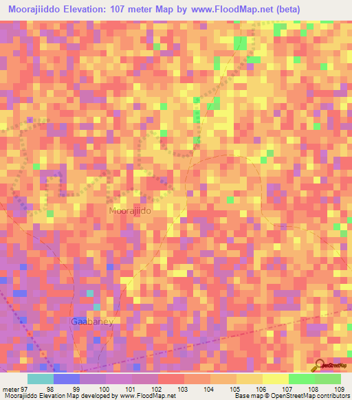 Moorajiiddo,Somalia Elevation Map
