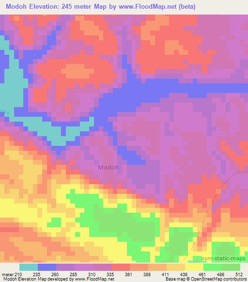 Modoh,Somalia Elevation Map
