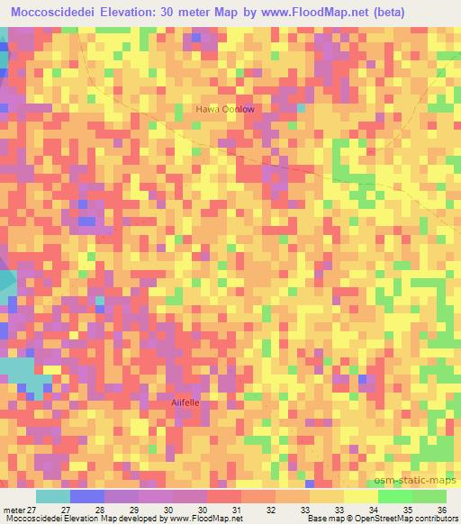 Moccoscidedei,Somalia Elevation Map