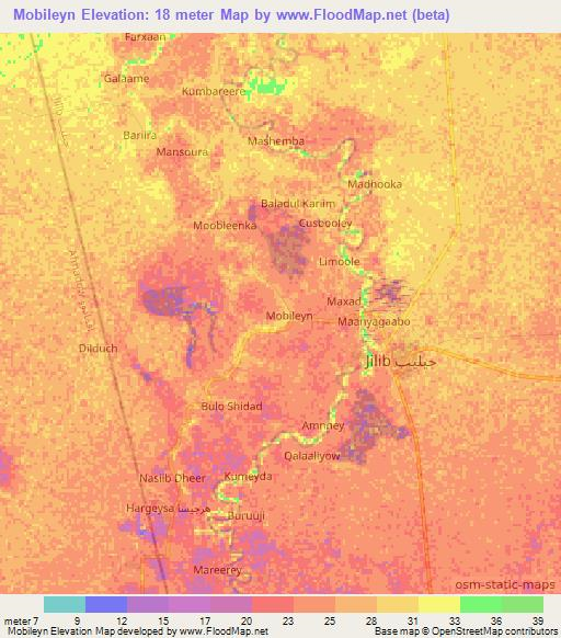 Mobileyn,Somalia Elevation Map