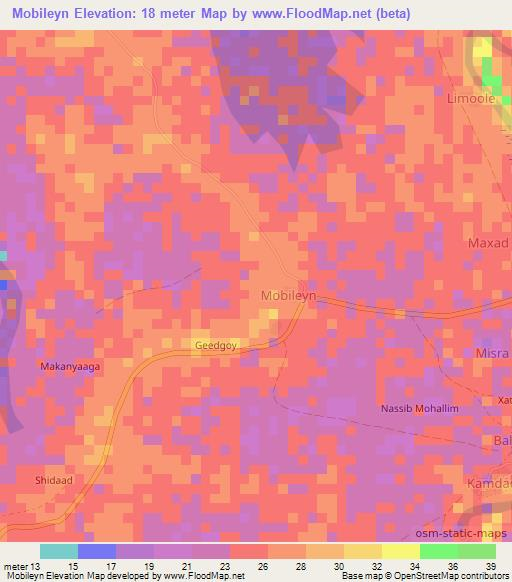 Mobileyn,Somalia Elevation Map