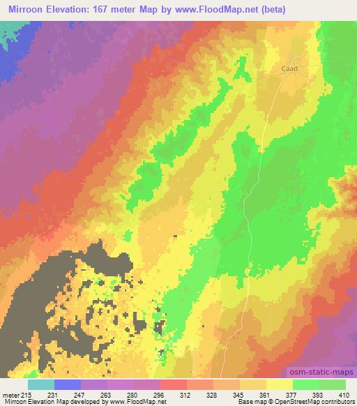 Mirroon,Somalia Elevation Map
