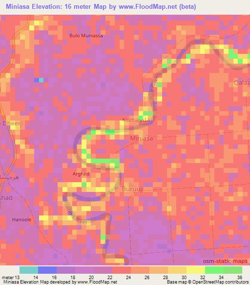 Miniasa,Somalia Elevation Map