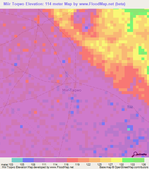 Miir Toqwo,Somalia Elevation Map