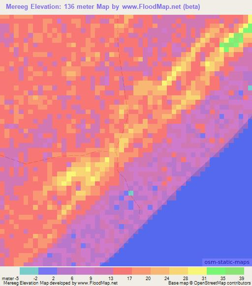 Mereeg,Somalia Elevation Map