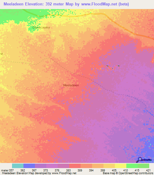 Meeladeen,Somalia Elevation Map