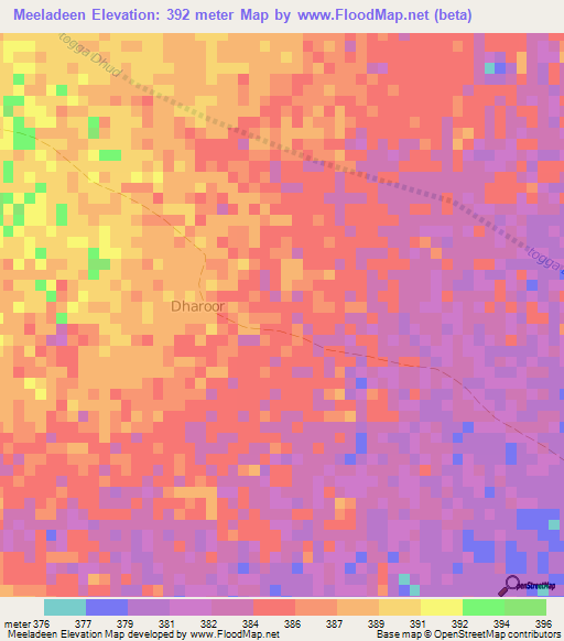 Meeladeen,Somalia Elevation Map
